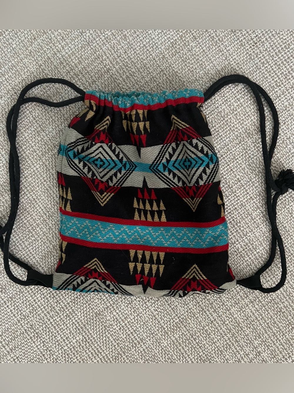 Boho Aztec Print Drawstring Backpack
